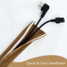 StangH Extendable Cord Organizer Lamp Cord Cover - Wrap Wire Cable Cover Sleeve Holder Cord Management System Mini Cable Hider for TV/Media/Home Theater, Gold Brown, 48 Inch Long 1 Pc