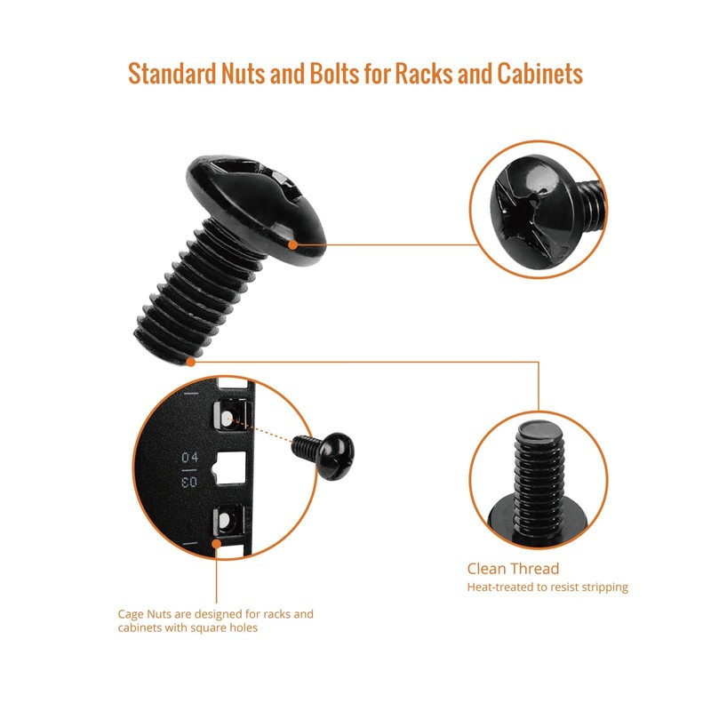 Tecmojo Rack Mount Screws - M6 Cage Nuts and Screws