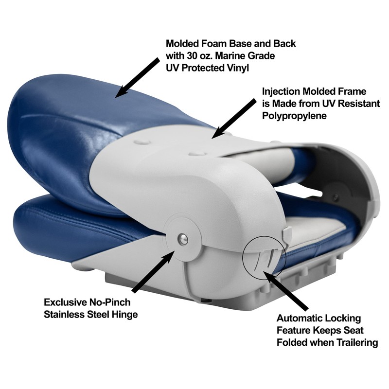 Tempress Navistyle High Back Folding Boat Seat (Blue/Gray)