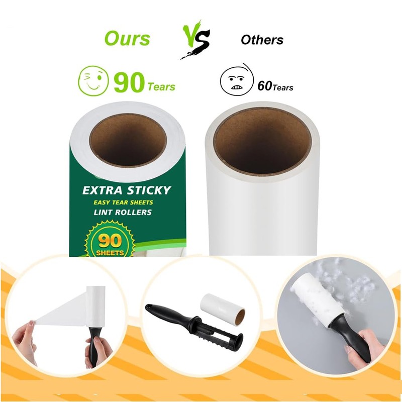 Vantaly Extra Sticky Lint Roller Refills,Fits Most 3.9"-4" Standard Size