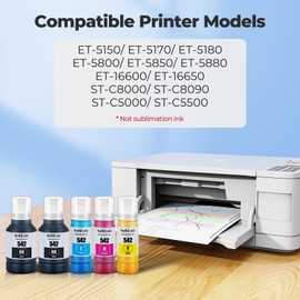 542 Ink Refill Bottles ET-5850 ET-5150 ET-5170 ET-16650 ET-5800 542 Ink Refill Bottle Compatible for ET5150 ET5170 ET5850 ET5800 ET16650 ET-16600 ET-5880 ET-5180 ST-C8000 Printer