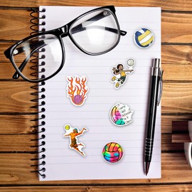 100 PCS Cute Volleyball Stickers, Water Bottle Stickers for Kids Teens, Waterproof Vinyl Laptop Kids Stickers for Laptop, Bumper, Skateboard, Guitar