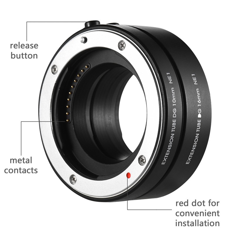 NE1 10mm 16mm Macro Extension Ring Set Support Auto Focus