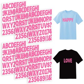 6 Sheets Iron on Letters,306 Pcs 2 Inch Iron on Letters and Numbers for Clothing Heat Transfer Letters with Alphabet Patches Iron on Letter Stickers for T-Shirt Jersey Fabric Craft(Pink)