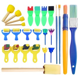YSJCHEBS Pack of 20 Sponge Brushes and 5 Pieces Brushes, Painting Tools for Children, DIY Painting Set, Multifunctional Painting Tools, Painting Sponge Brush