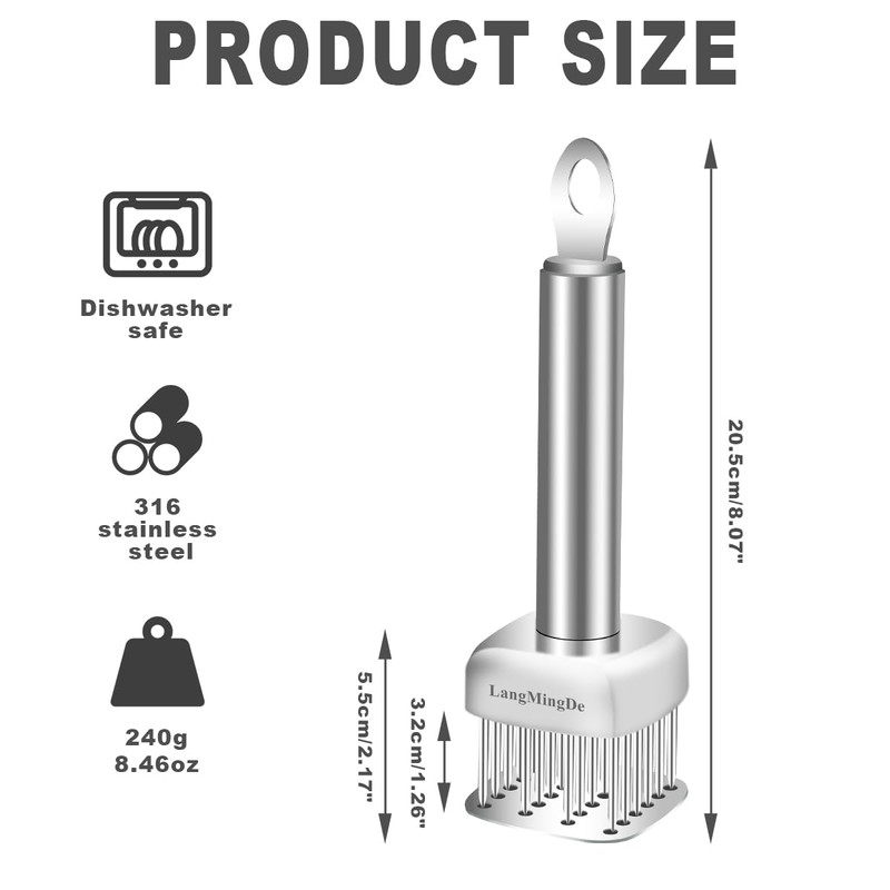 LANGMINGDE 316 Stainless Steel Meat Tenderizer Tool, 24 Sharp Needles