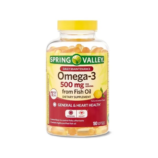Omega-3 500 mg con 180 cápsulas blandas con sabor a