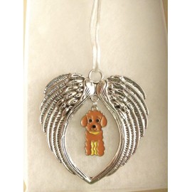 Brown Miniature Poodle Dog Memorial Wing Christmas Ornament Sympathy Gift for Pet Owner Furbaby Loss