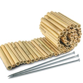 HTWNK Bamboo 2 Pack Short Fence Outdoor Landscape Edging Flexible Decorative Border 7.8'' H x 47'' L