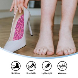 LMHCISO No Show Socks Inner Soles for Women,Barefoot Sockless Shoe Inserts,Anti-Odor Non Slip,Washable,Purple Floral Print,Size 6-9
