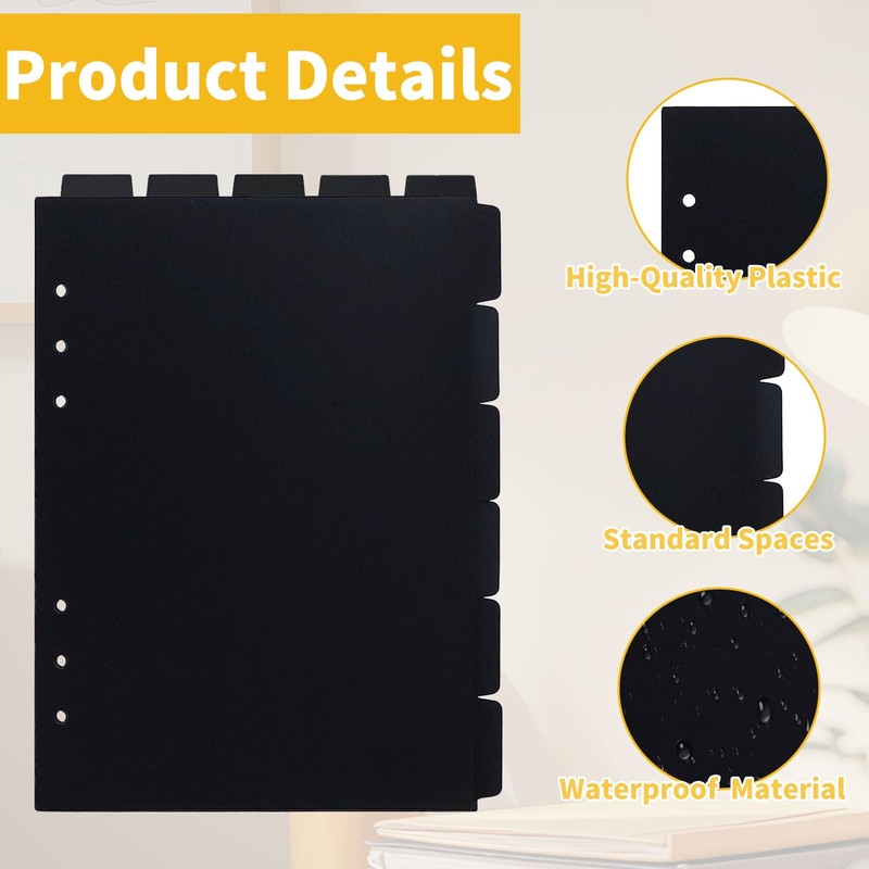 BDHYYM Dividers for Folder A5, Plastic Index A5 6 Hole