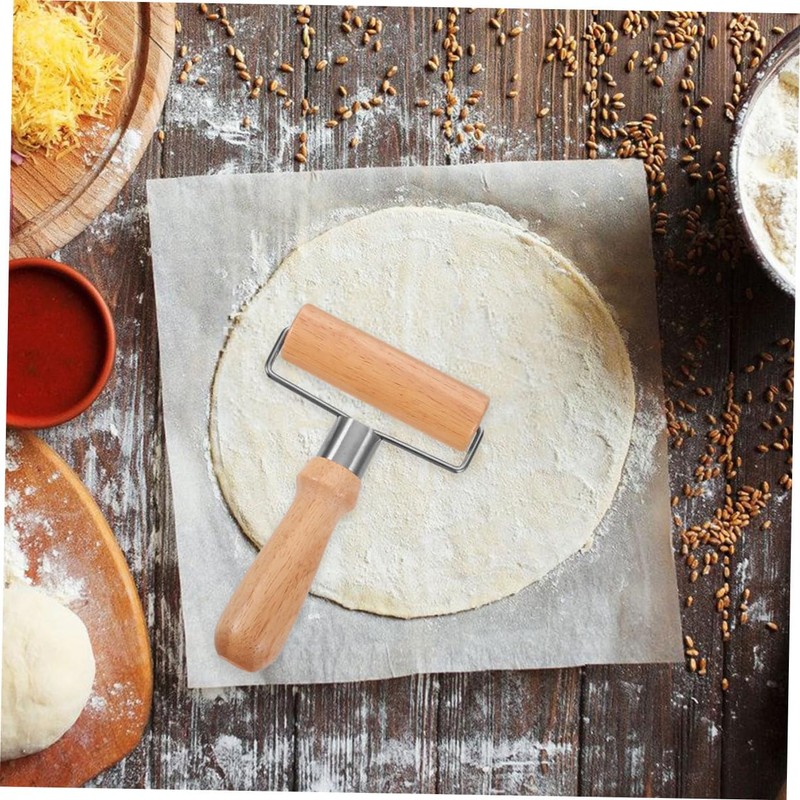 Mikinona Wooden Rolling Pin Pizza Dough Docker Pastry Roller Baking