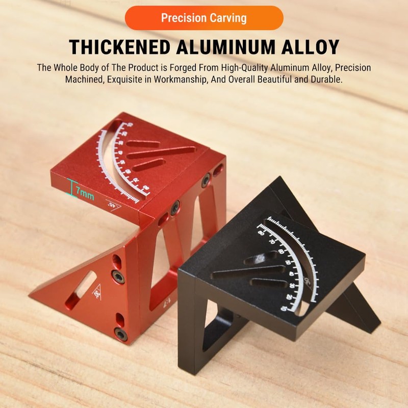 Uadme 3D Multi Angle Measuring Ruler, 45/90 Degree Aluminum Alloy