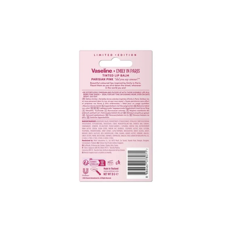 Emily In Paris Vaseline Bálsamo Labial 3.0 G Parisian Pink