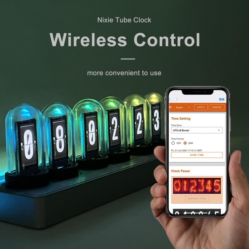 JoFomp Nixie Tube Clock Kit, IPS Color Screen Desk Digital