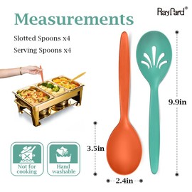 Raypard 8 Pcs 10" Large Plastic Wheat Straw Serving Spoons Set, Serving Spoons & Slotted Spoons, Kitchen Mixing Serving Spoon for Party Buffet Catering (Orange/Blue/Yellow/Green, Not for Cooking)