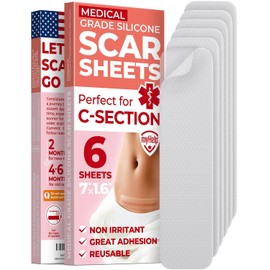 MYHELP Láminas De Silicona De Grado Médico Para Cicatrices - Transparentes - Paquete De 6(7” X 16”)- Diferencia Visible En Cicatrices De Cesárea - Láminas De Silicona Reutilizables Para Cica