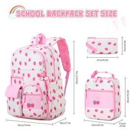 InduSKY Girls Backpack, Cute Rainbow School Backpacks for Girls with Insulated Lunch Box Pen Case Set, Kids Backpack Kindergarten Elementary Middle School Book Bag for Teen Girl Children Students