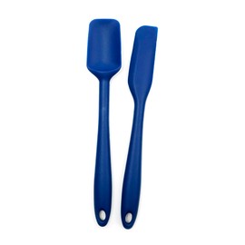 RSVP International Ela's Favorite - Espátula de silicona azul, 8 pulgadas, silicona sin BPA, bateadores de rasguño, huevos volteados, pasteles de hielo y más, apta para lavaplatos y resistente al calor, cocinar, hornear y más