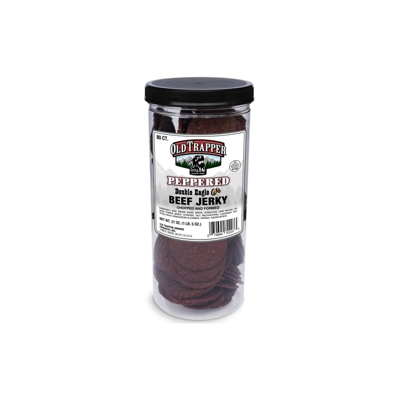 Old Trapper Double Eagle Beef Jerky, Peppered Flavor, 21oz. 80-Piece