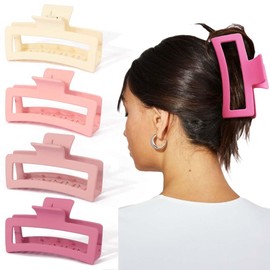 Ahoney 5 Inch Pink Hair Clips Extra Large Claw Clips Big Hair Clips for Thick Long Hair, XL Giant Claw Clip Strong Hold Oversized Jumbo Jaw Clips, Hair Accessories for Women (Pink)
