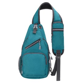 SUIKIHUM Small Sling Bag, Water Resistant 11 Inch Crossbody Chest Bags Oxford Daypack Backpack with Headphone Jack with Anti-theft Pocket for Men Women (Green)