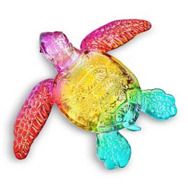 HDCRYSTALGIFTS 5'' Crystal Glass Turtle Figurines Collectible Gifts for Women Colorful Sea Turtles Statue Blown Art Glass Animals Sculpture Home Decor Paperweight
