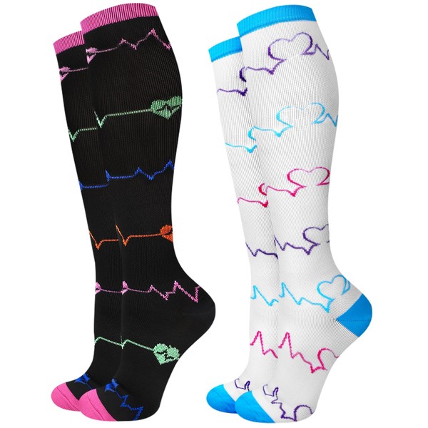 JMHACHY 2Packs Compression Socks for Women - 15-20 mmHg Graduated