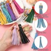 Stiesy 20 Stück Lederquasten Anhänger Schlüsselanhänger Bunte Kunstleder Quasten Schlüsselring