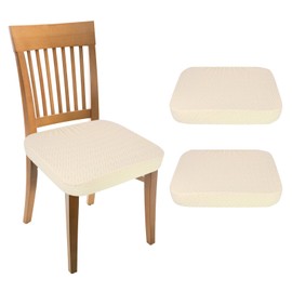 sourcing map 2Pcs Stretch Jacquard Seat Covers, Dining Chair Seat Slipcover Washable Removable Cushion Protector for Dining Room Kitchen Restaurant, Beige