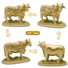 Hindu God Nandi Statue - Hinduism Sacred Cow Figurine for Home Puja Sculpture - Indian Wedding Return Pooja Item Sculpture Mandir Temple Buddha Decor