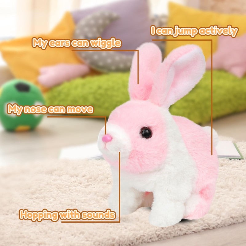 Easfan Walking Rabbit Interactive Electronic Pet Plush Bunny Toy with