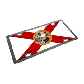 Eurosport Daytona- Compatible with -, State of Florida Flag - Stainless Steel License Plate