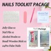 Press on Nails Short Square False Nails with Heart Glitter