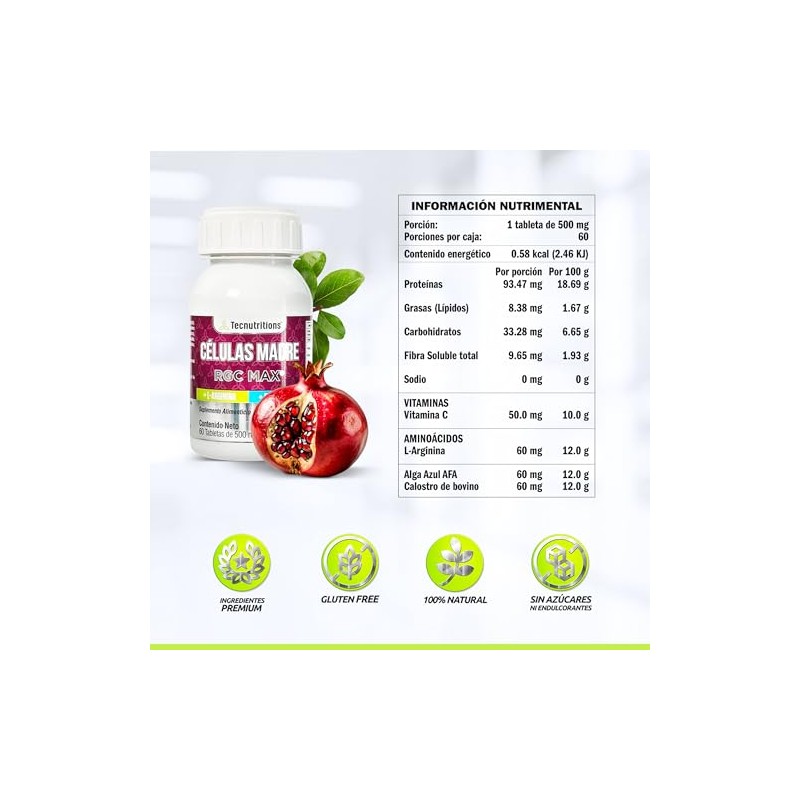Suplemento CELULAS MADRE RGC MAX (60 tabletas de 500mg cu)