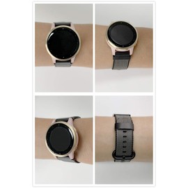 C2D JOY Classic Nylon Weave Band Compatible with Garmin vivoactive 4S Venu 2S Watch Bands Replacement Accessory for Women Strap Quick Release 18mm - (Large) Black