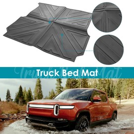 Truck Bed Mat Compatible for 2022 2023 2024 2025 Rivian R1T Accessories, Bed Mat Liner TPE Cargo Mats Heavy Duty Rear Trunk Mat All Weather Protection