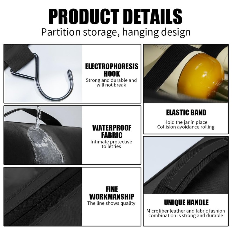 Hanging Toiletry Bag, Black.