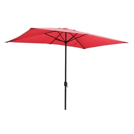 ABBLE Outdoor Patio Umbrella 10 Ft x 6.5 Ft Rectangular with Crank Weather Resistant UV Protection Water Repellent 6 Sturdy Steel Ribs Outside Table Umbrella for Garden, Deck, Backyard,Red