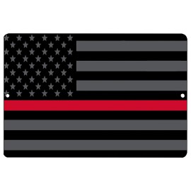 Rogue River Tactical Thin Red Line Firefighter Flag Metal Tin Sign Wall Decor...