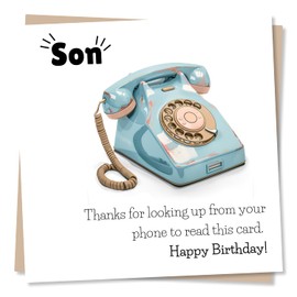 Funny Son Birthday Card - Thanks For Looking Up From Your Phone To Read This - Happy Birthday Card For Son From Parents