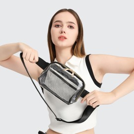 MATEPROX Clear Fanny Pack for Women Men, Crossbody Bag Stadium Approved Transparent Waist Bag with Adjustable Strap for Sports, Travel, Beach, Events-Black