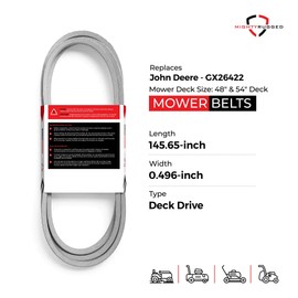 GX26422 John Deere Mower Deck Belt Replacement - Heavy-Duty, Durable, Aramid Cord John Deere Mower Deck Belt for Z325E, Z330R, Z355R, Z375R, Z330M, Z355E, Z365R