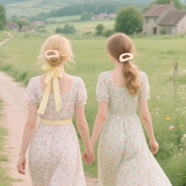 4 PCS Hair Clips for Women, Flat Claw Clips for Lying, Non-Slip Clip for Thick Thin Hair, Large Strong-Hold Claws for Styling, Light Cute Women Girls Kids, Matte Coffee Pink, Hair Tie Snow Bud Color