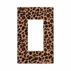 Moslion Leopard Skin Single Rocker Wall Plate Lion Tiger Brown Print Wildlife Animal 1-Gang Outlet Light Switch Covers Receptacle Bedroom Bathroom Home Decor