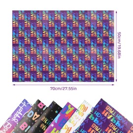 volumoon Wrapping Paper Sheets, 6 x Birthday Wrapping Paper, Gift Wrapping Paper Rolls, Premium Recyclable Gift Wrap 70cm x 50cm, 6 Different Birthday Print Design, for Wedding Party Girls Boys