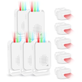 GREENCYCLE 5PK Motion Sensor Alarm Indoor Outdoor, Motion Detectors, Wireless Driveway Alarm, Home Security Alarm System- LED Indicates Infrared PIR Motion Sensed Protect Indoor/Outdoor Property