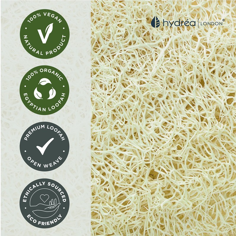 Hydréa London Organic Egyptian Loofah Luxury Exfoliating Body Pad Natural