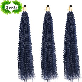 Passion Twist Hair Extensions Dark Blue Curly Crochet Hair 12 Inch Short Curly Braiding Hair 3 Packs Crochet Braids with Curls for Black Women(12",Dark Blue)