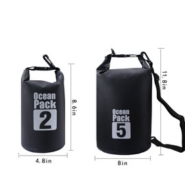 Bear Outdoor Dry Sack/Waterproof Bag for Boating, Kayaking, Hiking, Snowboarding, Camping, Rafting, Fishing and Backpacking (Black, 2L)